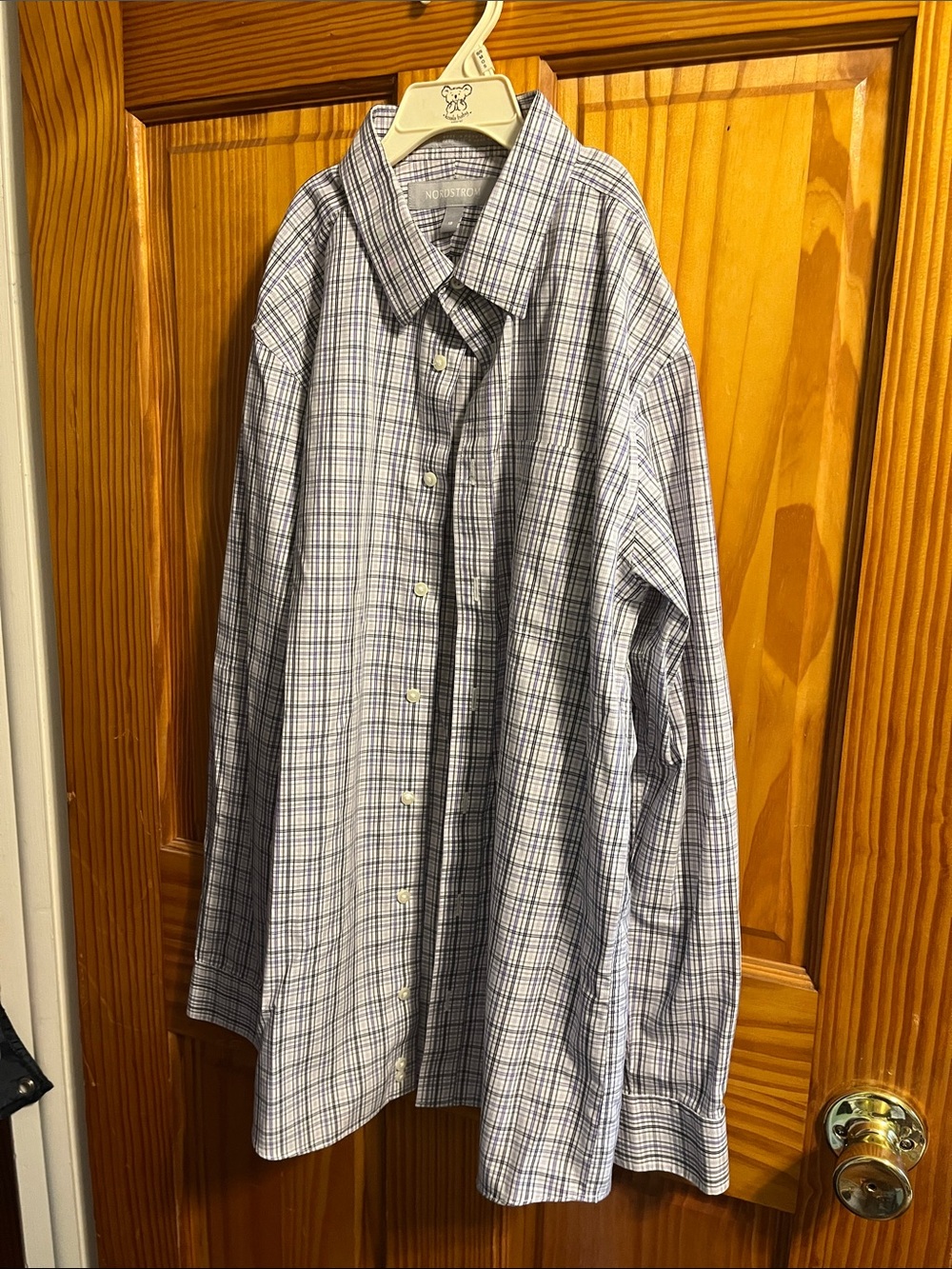 Boys Nordstrom Blue and White Plaid Button-Down Shirt Size 18